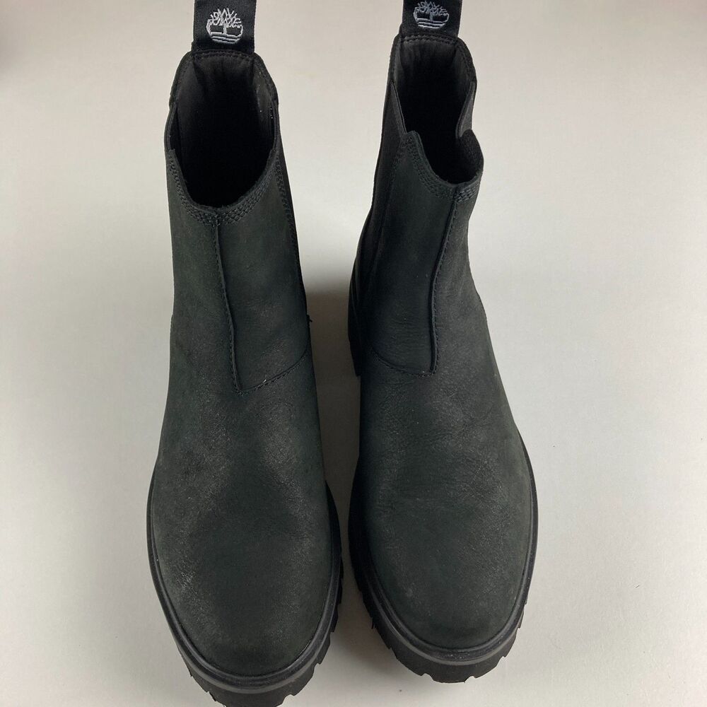 Timberland Courmayeur Valley Chelsea Boots Womens 8.5 Black Nubuck Lug Sole - Picture 3 of 11